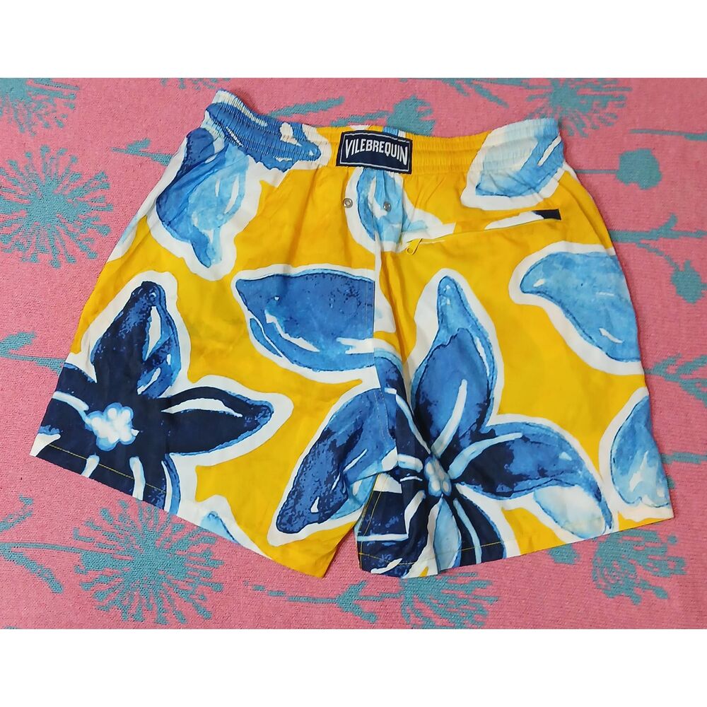 Vilbrequin mens board surf swimming trunks shorts yellow blue moorea